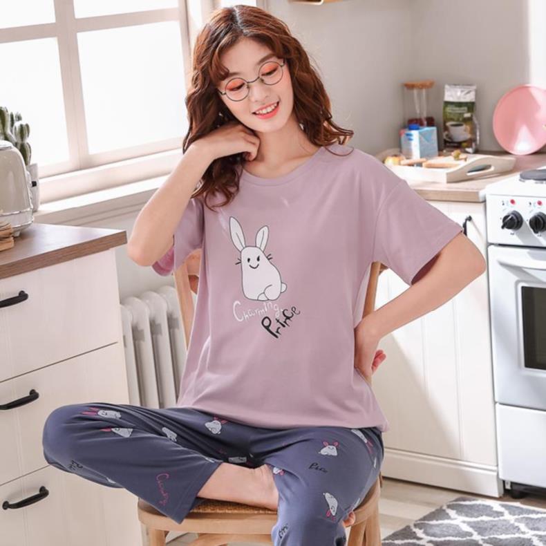 Cô gái pajama bộ có thể mặc quần ngủ thể thao dài vòng cổ áo sinh viên đại học vào mùa xuân và mùa hè thường phụ nữ mềm mỏng 2.