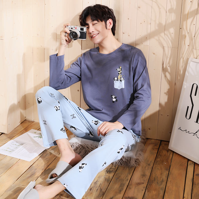 Mens xu hướng pajama xu hướng dài tay áo cộng với sự gia tăng chất béo mỡ số 200 catties 250 catties 300 catties mens mùa thu và mùa đông l.