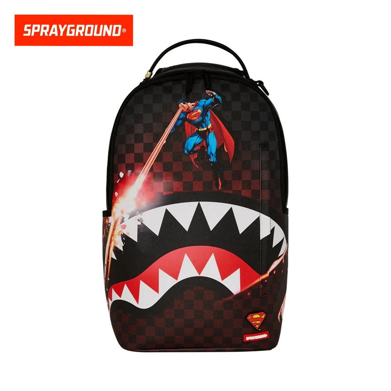 Sprayground Shark Mouth Superman Collaboration Backpack Large Capacity Student School Bag W1135778