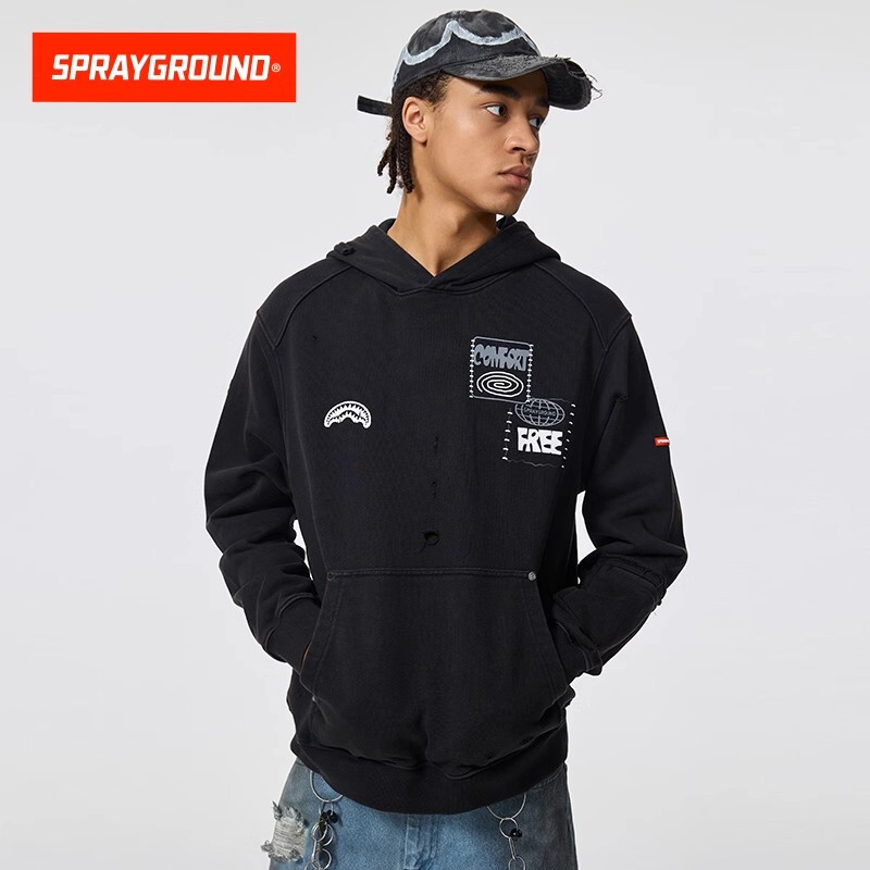 Sprayground Shark Mouth Trendy Brand Hoodie American Style Distressed Hooded Jacket Loose Coat Sg W1043307
