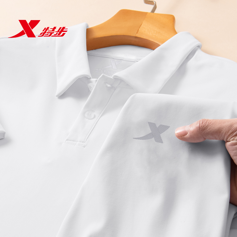 Xtep Short-Sleeved T-Shirt for Men 2026 New Summer Breathable Ice Silk Quick-Drying Men's Polo Shirt Casual Sports Top