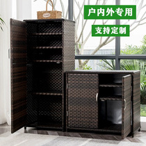 Custom rattan storage shoe cabinet door home wardrobe waterproof sunscreen hotel balcony courtyard storage sundries cabinet