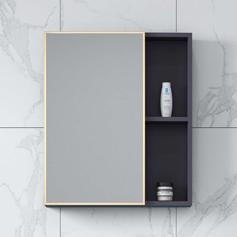 Bathroom mirror cabinet Nordic space aluminum mirror box wall-mounted toilet mirror cabinet bathroom smart mirror with shelf
