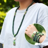 Натуральные зеленые четки бодхи, белое ожерелье, четки из круглых бусин, 108 бусин