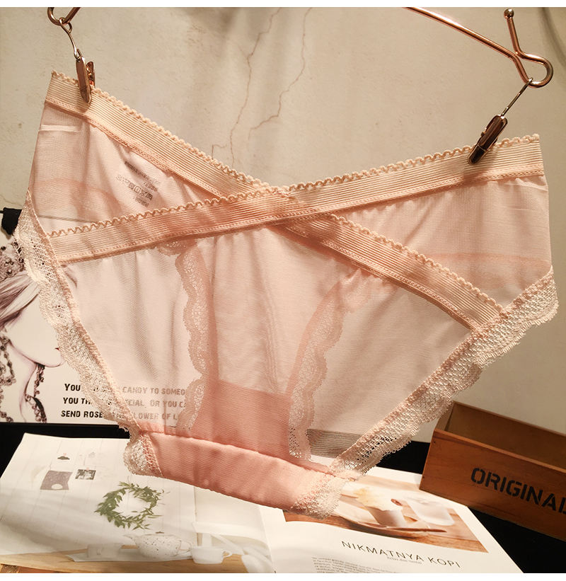 Châu Âu và Hoa Kỳ ánh sáng lưới dát ren gợi cảm bên trong thoáng khí eo thấp cotton tóm tắt phụ nữ quan lot nu eo thap