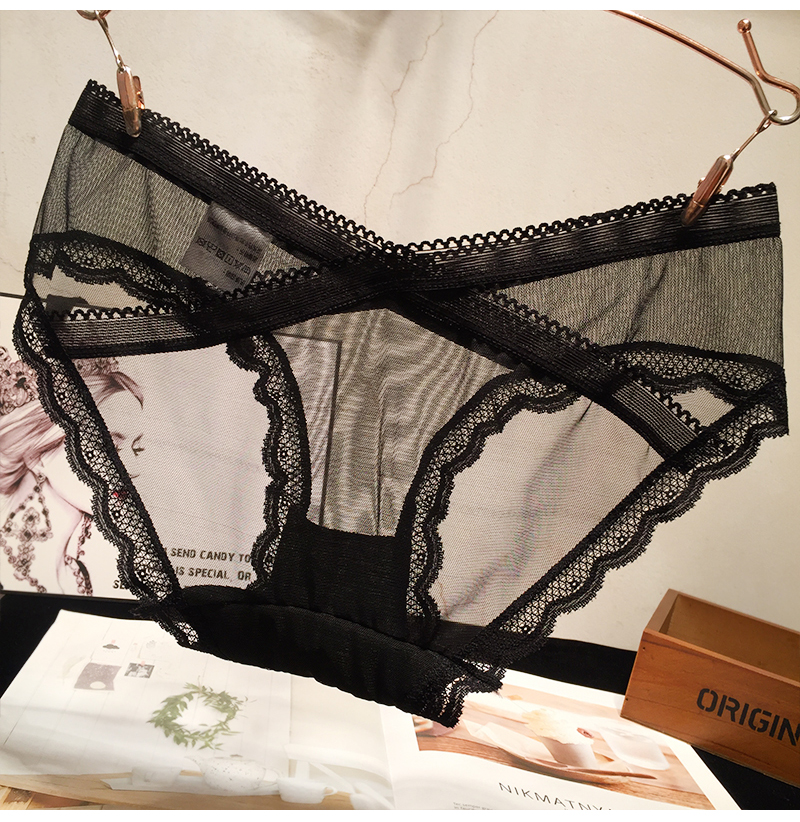 Châu Âu và Hoa Kỳ ánh sáng lưới dát ren gợi cảm bên trong thoáng khí eo thấp cotton tóm tắt phụ nữ quan lot nu eo thap