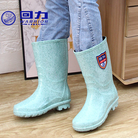 Pull-back water shoes, women's rain boots, long rain boots, women's waterproof shoes, high-top mid-calf water boots, overshoes, non-slip fashionable rubber shoes