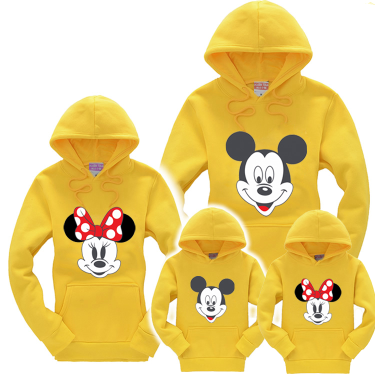 Áo len trẻ em cộng với áo len nhung XL cho phụ huynh-trẻ em mặc áo mùa thu đông 2018 tay dài Mickey ba gia đình đầy đủ váy trẻ em