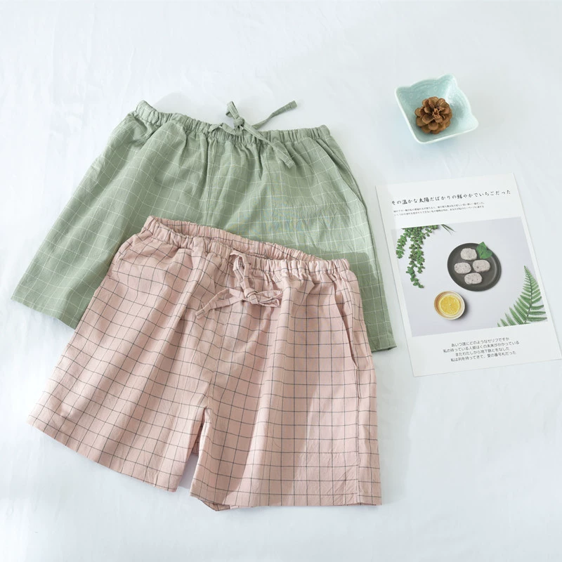 Cotton Pyjama Quần Nam Mùa Hè Nam Quần Short Ở Nhà Phần Mỏng Rời Plus Kích Thước Kẻ Sọc Nhật Bản Quần Lớn Nam Ngủ