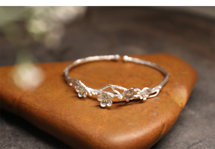 Đức Phật mỉm cười ghi điểm, vòng tay mận bạc 925 Trung Quốc - Vòng đeo tay Cuff vòng cuff bạc