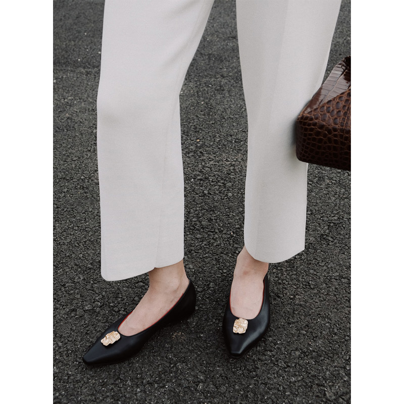 Gross Cat GS Original Baroque Metal Flat Bottom Pointed Wrap Shoes Small Leather Shoes Spring Women Shoes