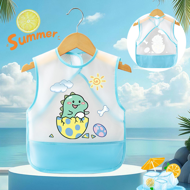Summer Waterproof Baby Bib Children's Smock Dining Bib Infant Thin Sleeveless Anti-Dirt Apron — 6