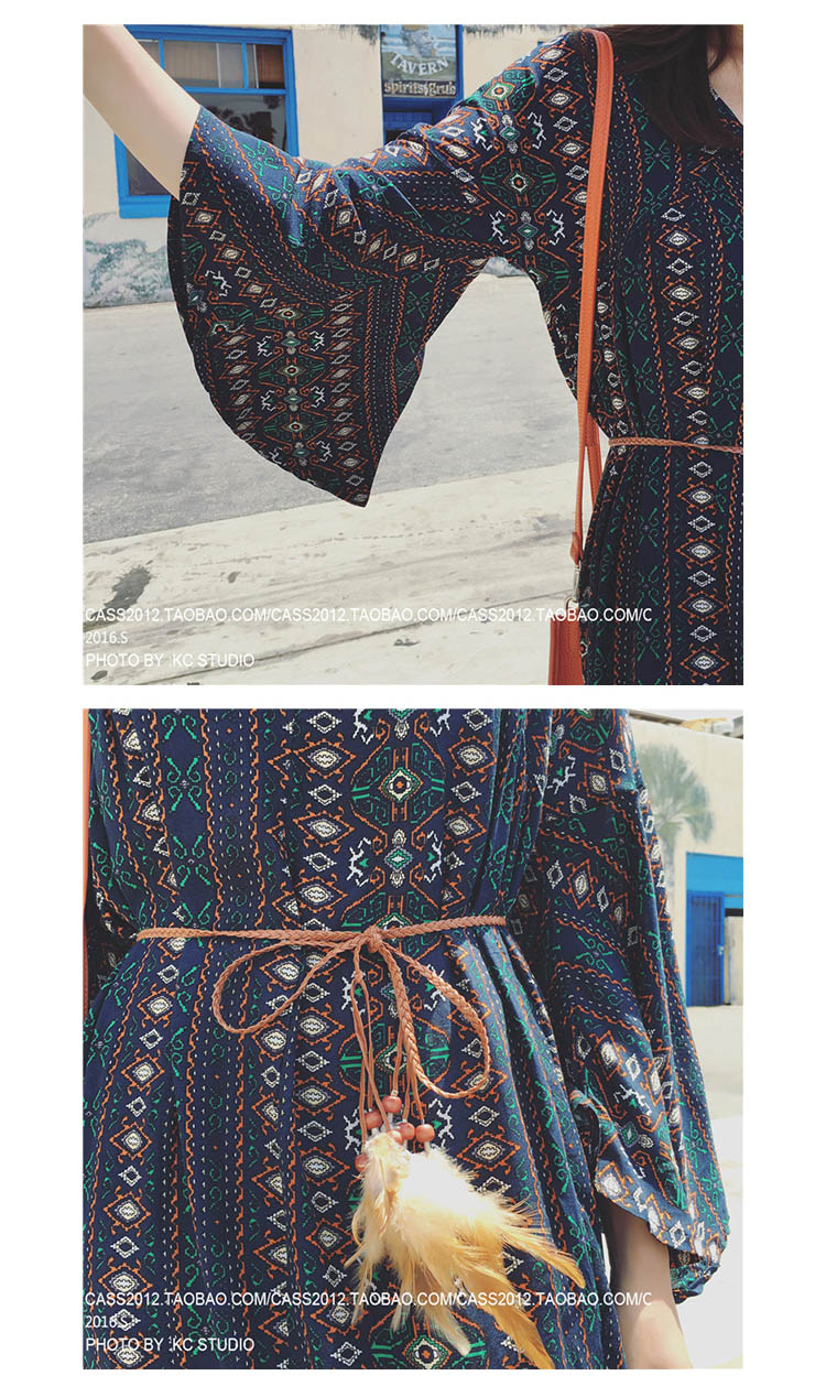 Váy bãi biển dài boho váy nữ mùa hè Thái Lan kỳ nghỉ bên bờ biển gió quốc gia váy dài váy maxi đi biển