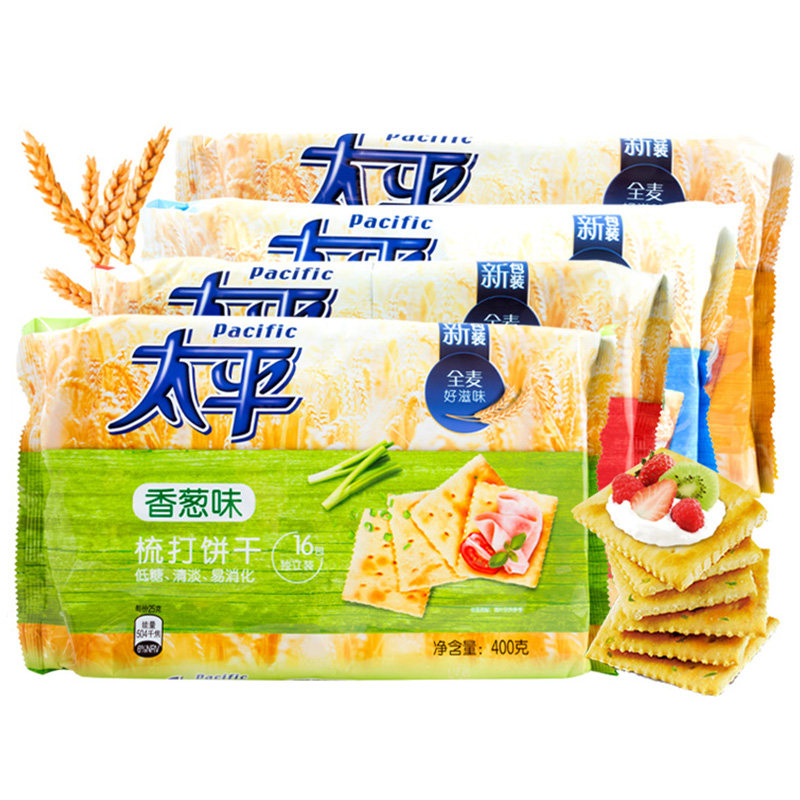 Mortuary Combi Biscuits Full Wheat Soda 400g * 4 packs can be eaten for a long time snack Breakfast Meal Casual Food