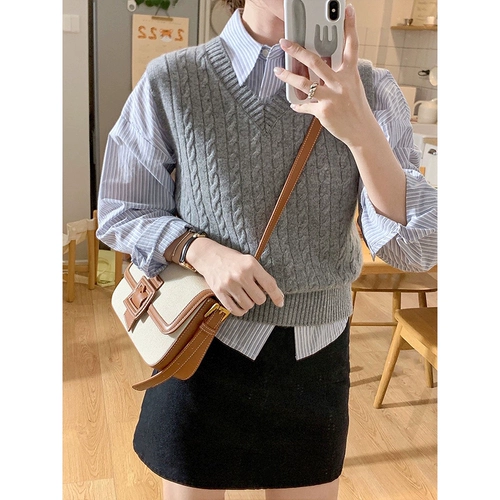 Мини-юбка, юбка, комплект, жилет, рубашка, 3 предмета, изысканный стиль