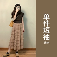 Одиночный короткий топ T -Fish [летние и летние дофаминовые девушки носят/новую женскую одежду/маленький мужчина/слегка толстый, тонкий и тонкий, молоко, грушевая фигура/уникальная и уникальная красота/Версаль]