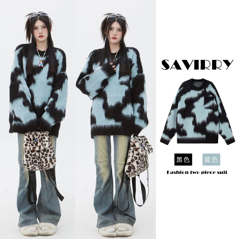 Mohair Sweater for Women, Lazy and High-End Style, Spring Outfit, Loose Top, Chic Korean Style, 2026 Spring New Model