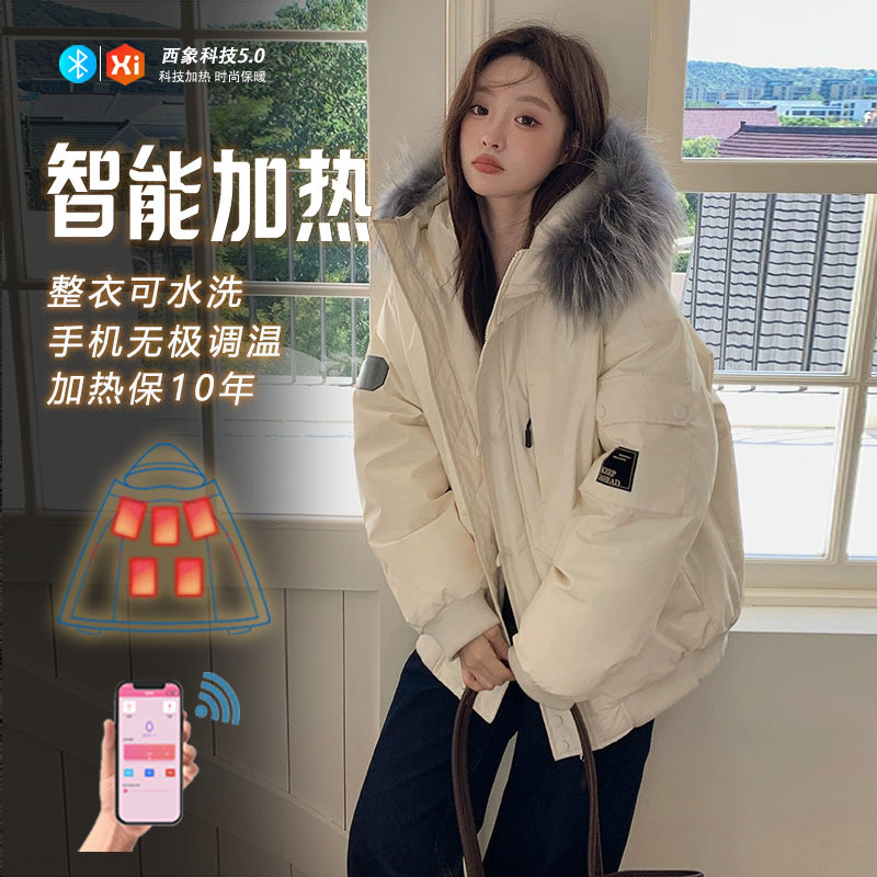 Smart Heated Cotton Jacket for Women, Temperature-Controlled Coat with Usb, New Winter Black Technology Graphene Clothing