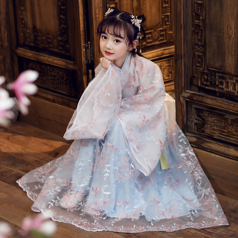 Han Fu Girl girl's skirt Skirt Fairy waft light Spring and autumn shake Children's ancient dress Chinese wind dress Summer loaded with super fairy