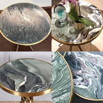 Natural marble side several modern Nordic living room sofa stainless steel minimal tea table with light luxury corner