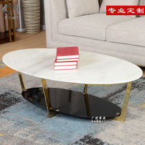 Nordic marble oval coffee table American living room creative tempered glass side and corner simple modern round table