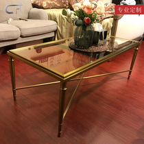 Nordic stainless steel marble tea few rectangular modern simple tempered glass tea table dual use small household type