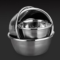 Polished mirror stainless steel basin non-magnetic stainless steel leakage basket washing rice set basin round egg bowl wide edge thickened