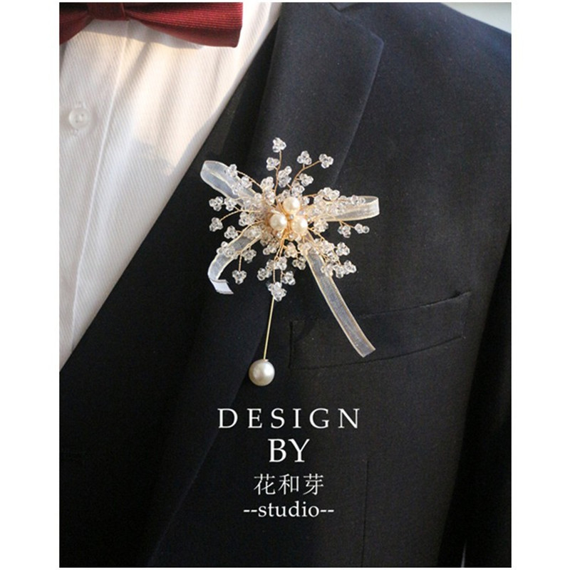 Original artisanal meritocratic reworked crystal branches Chest Stitch Bride Groom Bridesmaid Wedding to Keio Flowers Hand Flowers