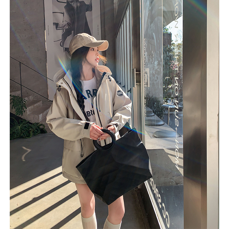 ワークウェアジャケット レディース 2025 春秋新作 ゆったり カジュアル アウトドア スポーツジャケット トップス フード付き ウィンドブレーカーコート