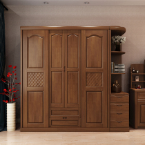 Chinese solid wood wardrobe push-pull sliding door style with top cabinet with corner modern minimalist master bedroom storage large closet