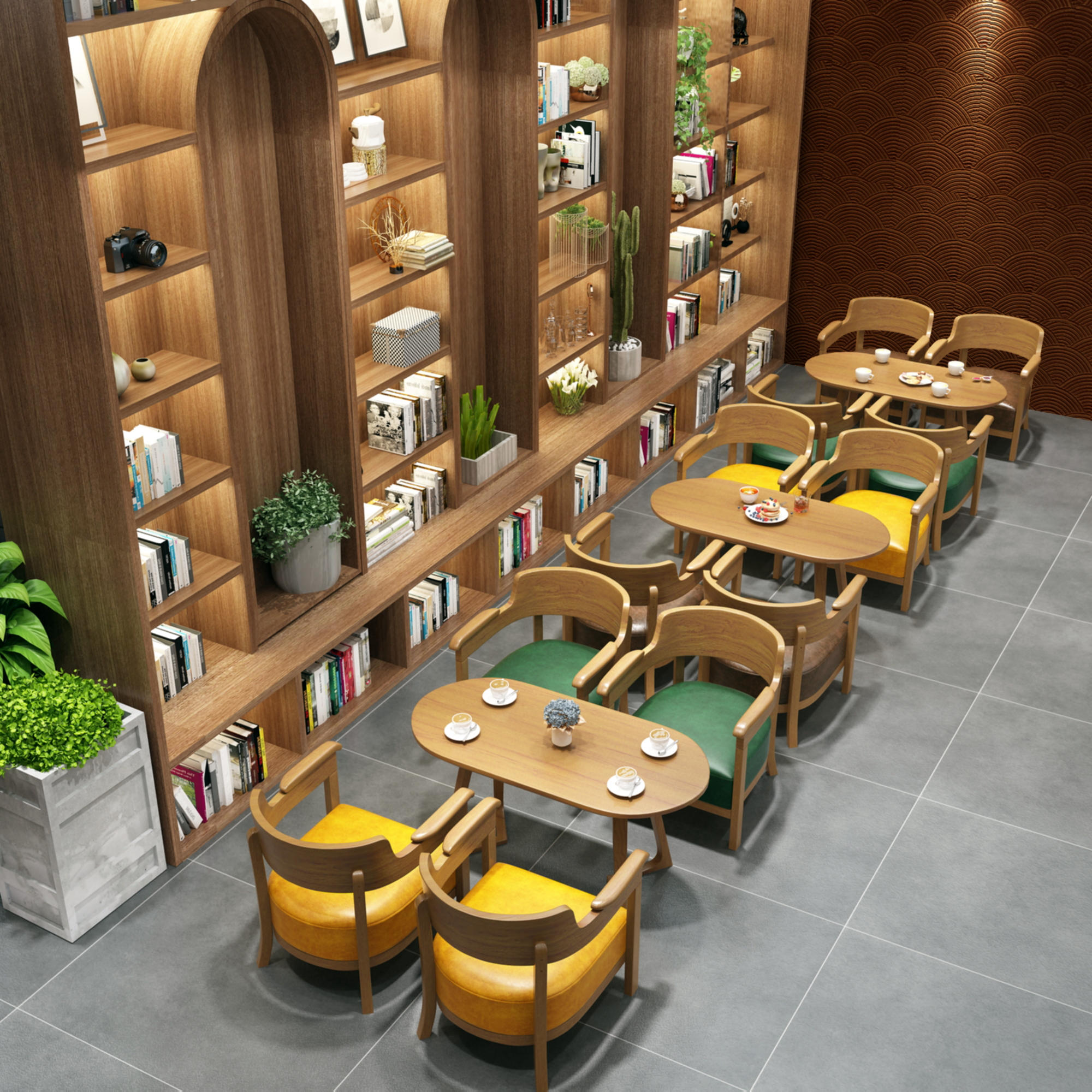 Cafe Sofa Stool Table and Chair Combined Milk Tea Shop Lounge Rest in Cafe Chinese Tea Club Reception Talk Card