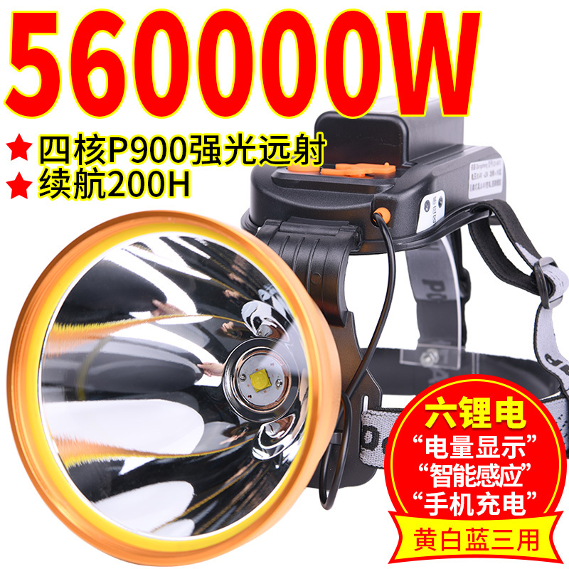 2026 Headlamp with Strong Light, Ultra-Bright, Rechargeable, Quad-Core P900 Head-Mounted Flashlight, Long-Range, Night Fishing, Led Super Xenon Lamp