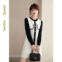 Sandro Queen2021 autumn new fashion French style long sleeve temperament knitted ladies with small scent of dress and dresses