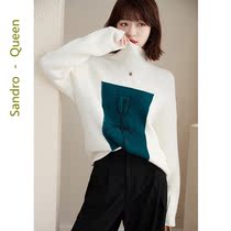 Sandro Queen2021 autumn winter new fashion design Women in fashion Lazy Wind with long sleeves high collar sweater