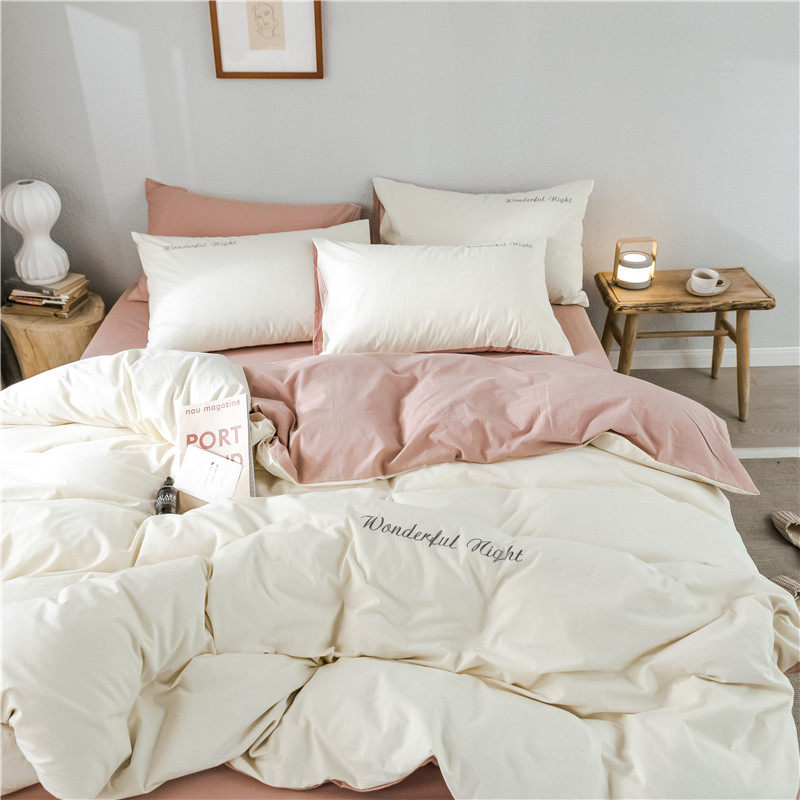 Pure cotton washed cotton bunk bedding Four pieces of bunk bed hat 1 5m1 8 m All cotton vegan color bed cover Three sets 4