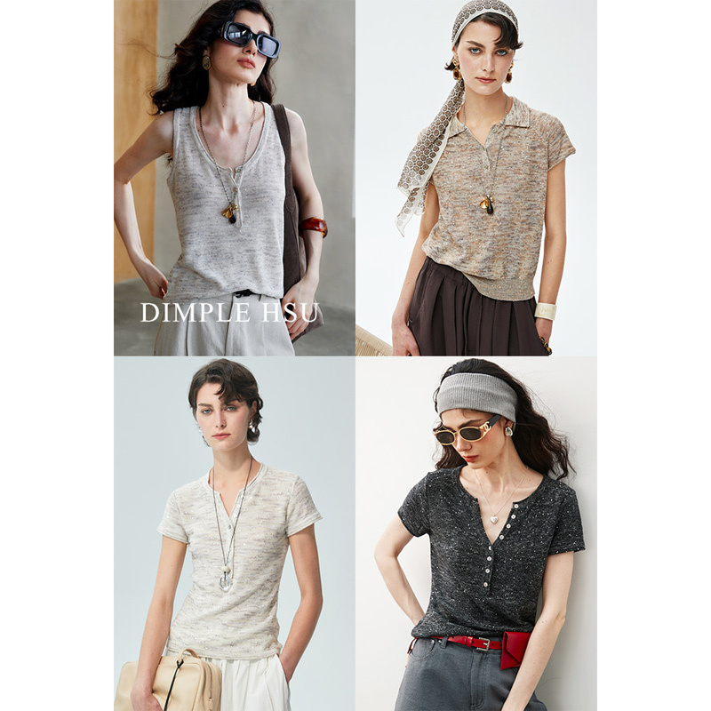 26 Summer Smart and Stylish Atmosphere! Herbalife Gradient Beaded Yarn Series Henry Collar T-Shirt/Polo Shirt/Vest S39041 26 Summer Smart and Stylish Atmosphere! Herbalife Gradient Beaded Yarn Series Henry Collar T-Shirt/Polo Shirt/Vest S39041