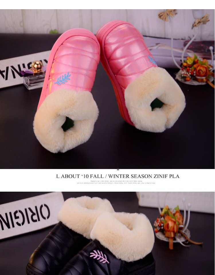Dép cotton mới mùa đông nữ đế dày da không thấm nước giày mặt trăng chống trượt ấm bên ngoài mang giày cotton cao gót mùa đông dép gucci nữ