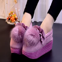 Dép cotton nữ mùa đông với giày đế dày sang trọng Hàn Quốc trong nhà dễ thương giày cao gót chống trượt tháng ấm dép hermes nữ