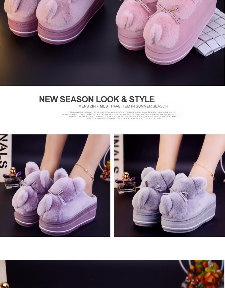 Dép cotton nữ Hàn Quốc phiên bản dày của nhà mùa đông cộng với nhung dễ thương lưng mèo cao gót lông dép chống trượt nhà cotton kéo mẫu dép nữ đẹp 2021