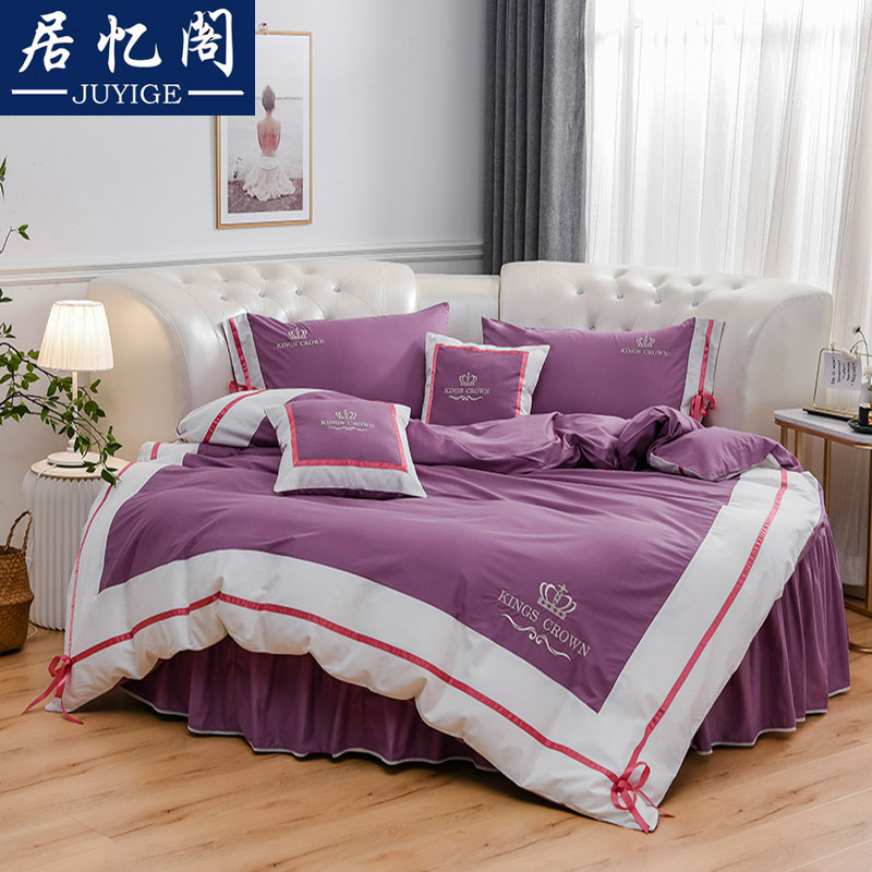 The pure cotton butterfly knit bedbed four pieces round bed with cotton pure 2 m 2 m bed