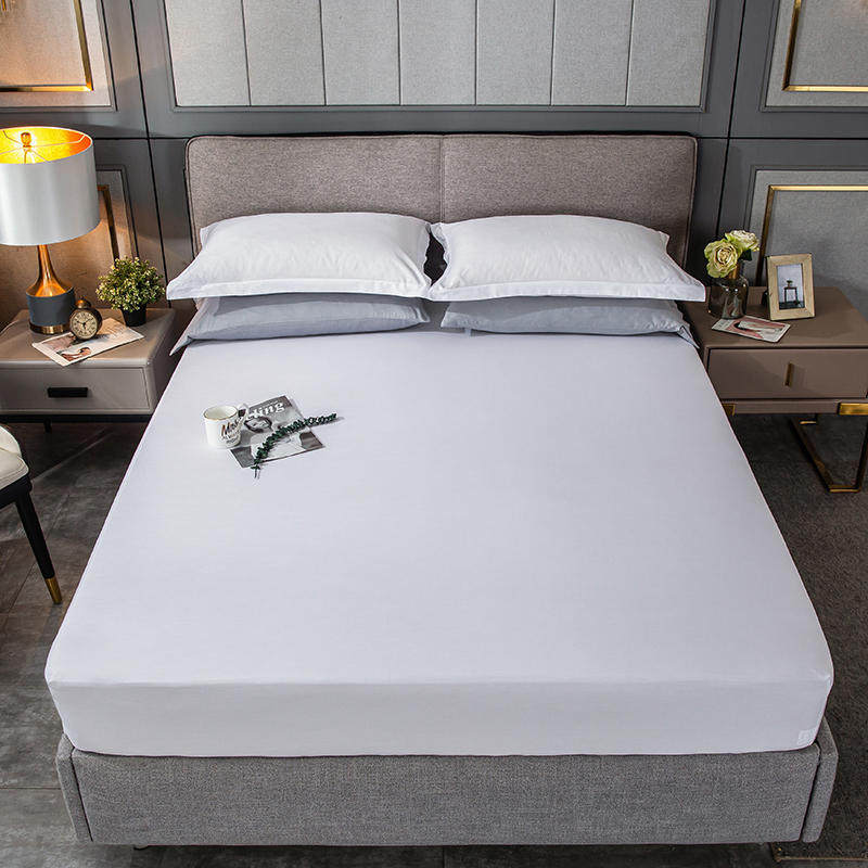 Full Cotton Bed Kasu Pure White Pure Guesthouse 1 2 m Hotel Single Bed Cover 360 Full Package Elastic Anti Slip Pure Cotton Linen