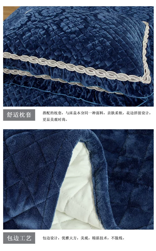 tòa án châu Âu pha lê dày nhung ba mảnh bông tấm trải giường bông 1.8m2.0 ren bedspread gối - Trải giường