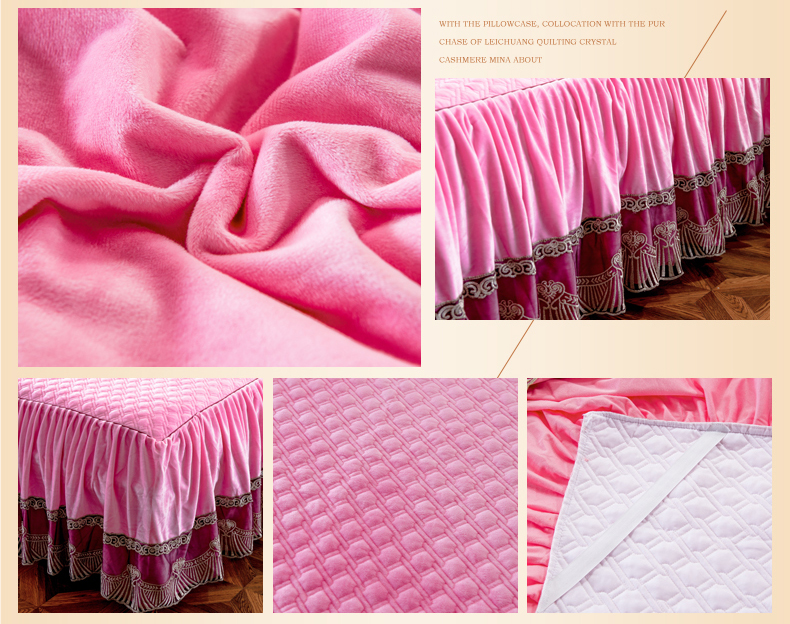 Continental dày giường flannel váy Hàn Quốc pha lê nhung ấm khăn trải giường bông ren một mảnh bìa giường trượt 1.8m - Váy Petti ga giường viền ren