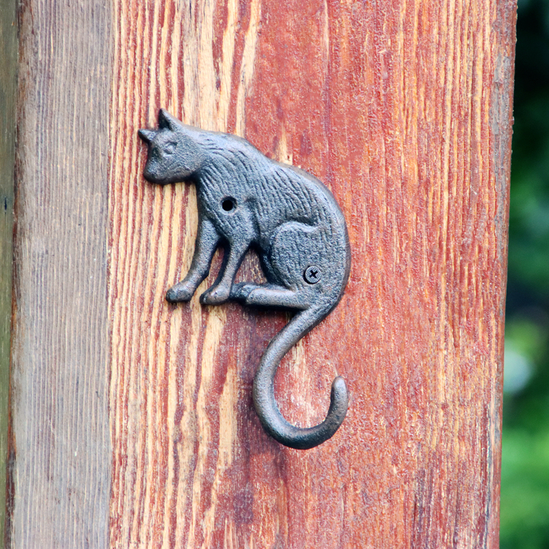 Vintage Cast Iron Cat Hook, Wrought Iron Clothes Hanger, Key Holder, Creative and Simple Household Hook for Clothes, Hats, and Miscellaneous Items
