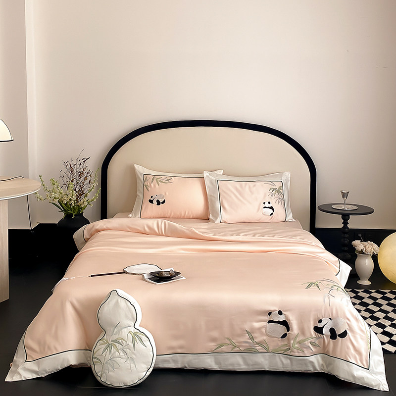 国潮熊猫夏季莱赛尔纤维床上四件套