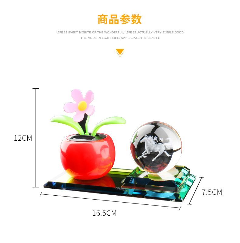 Dễ thương lắc đầu xe trang trí nội thất năng lượng mặt trời táo nổi xe xe trên trang trí xe hoa mặt trời cung cấp nam nệm xe hơi 4 chỗ