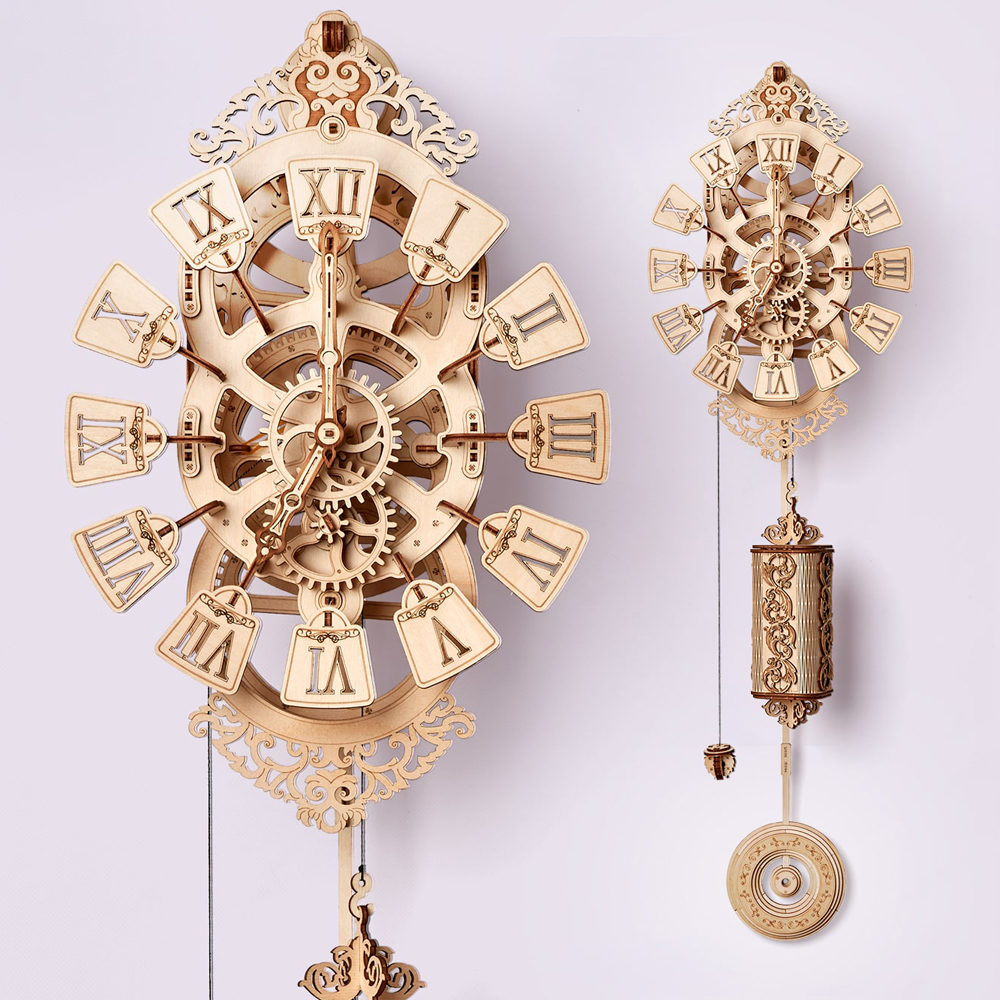 Ukrainian wooden assembly mechanical transmission model puzzle decorative swing clock clock lock