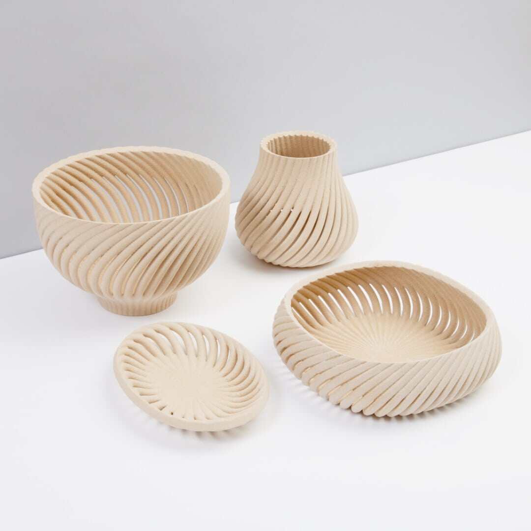 Forust digitally 3D printed eco-friendly wood products bottle tray wrist table decoration