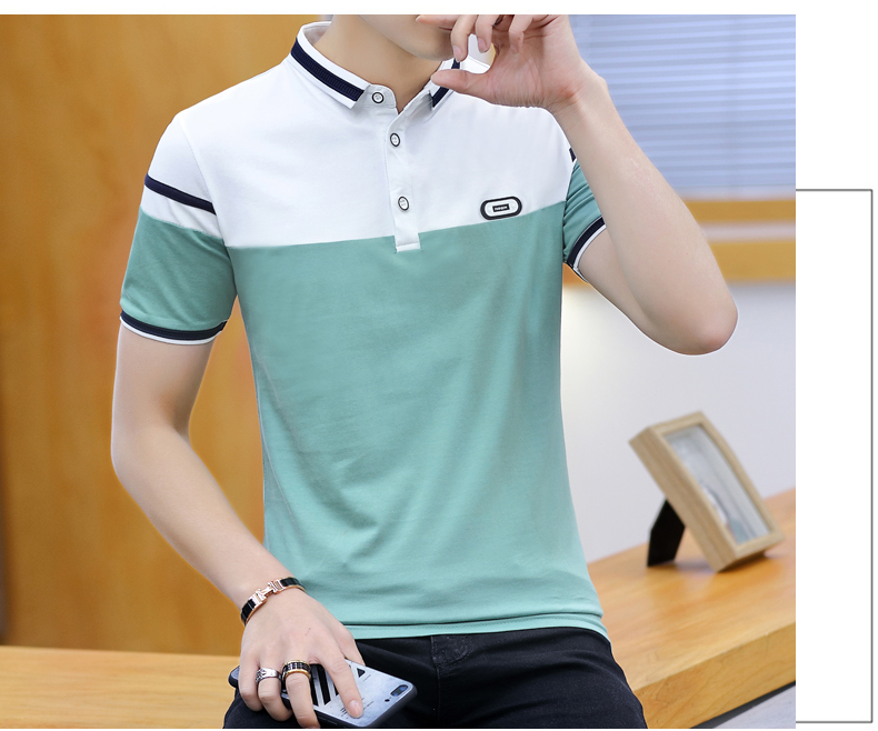 Áo thun nam ngắn tay mùa hè mới xu hướng ve áo mùa hè với áo sơ mi có cổ thắt nơ - Polo áo polo đồng phục