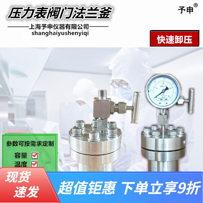 高温高压反应釜/法兰式/压力表高压釜/泄压阀/螺栓螺丝密封反应釜